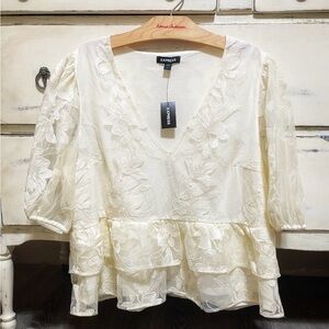 Express Ivory Floral Lace Blouse